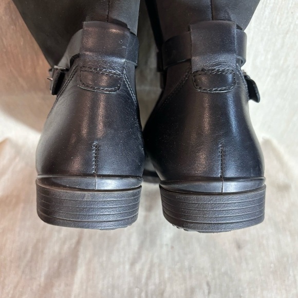 ECCO Sz 40 Smooth Leather Straps with Buckle Zipper Closure Flat Booties - Picture 7 of 9
